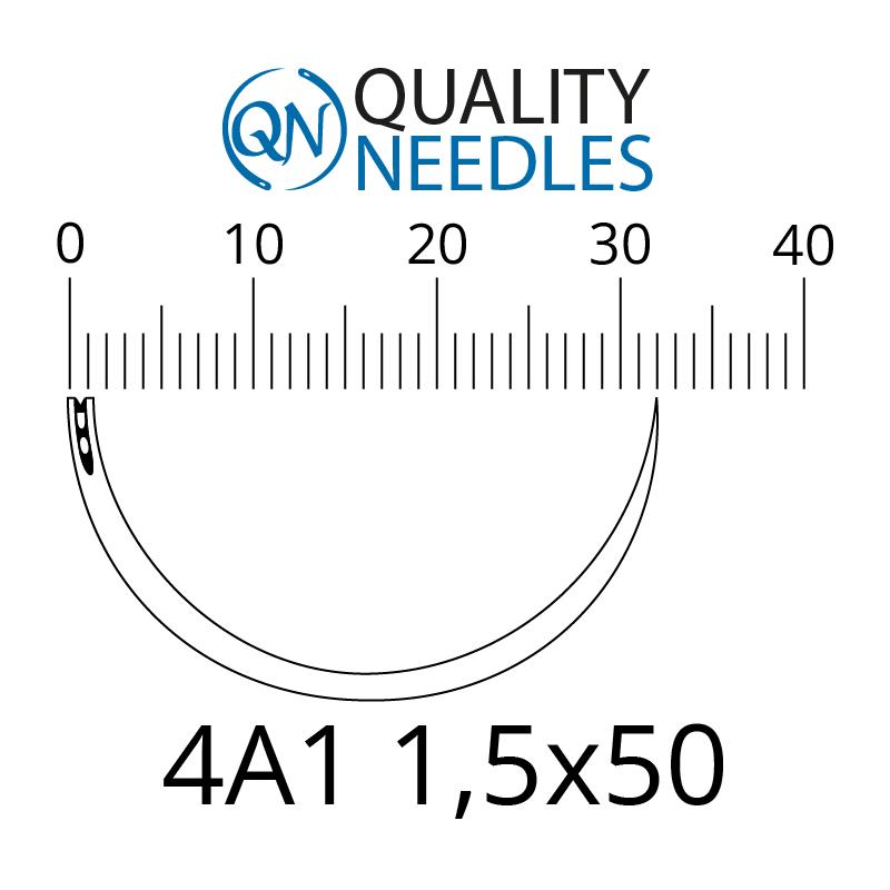 Голки хірургічні колючі, 4/8 (1/2), пружинне вушко, розмір 1,5х50 мм, 10 шт.